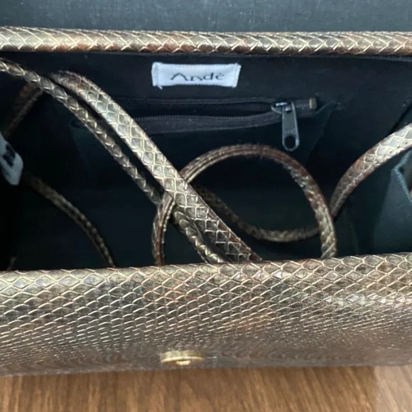 Iridescent Olive Faux Snakeskin Bag - Picture 7 of 8